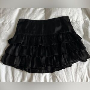 Satin Black Mini Skirt